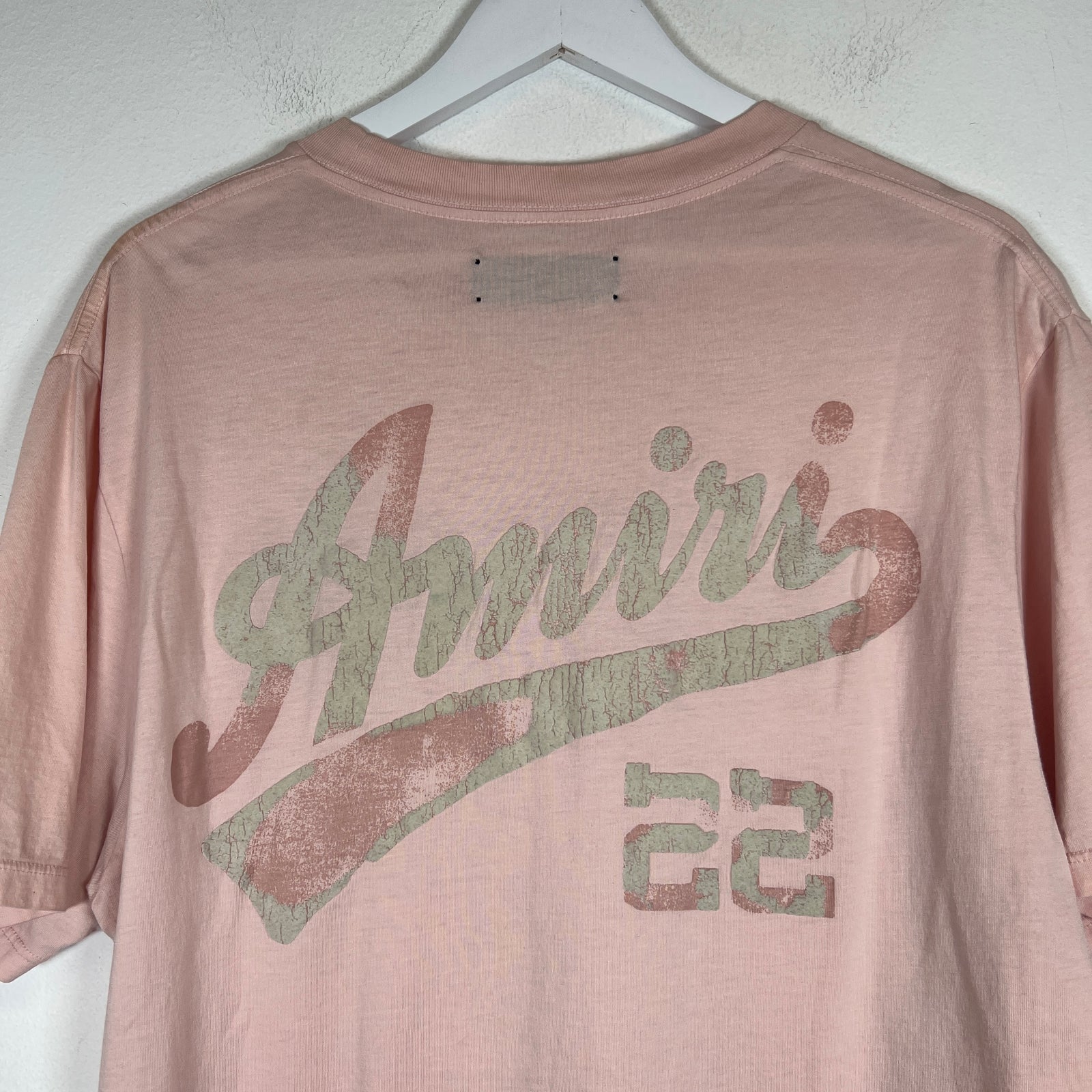 Amiri Pink Flocked Logo T-Shirt Size M
