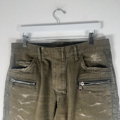 Balmain Green Denim Biker Jeans