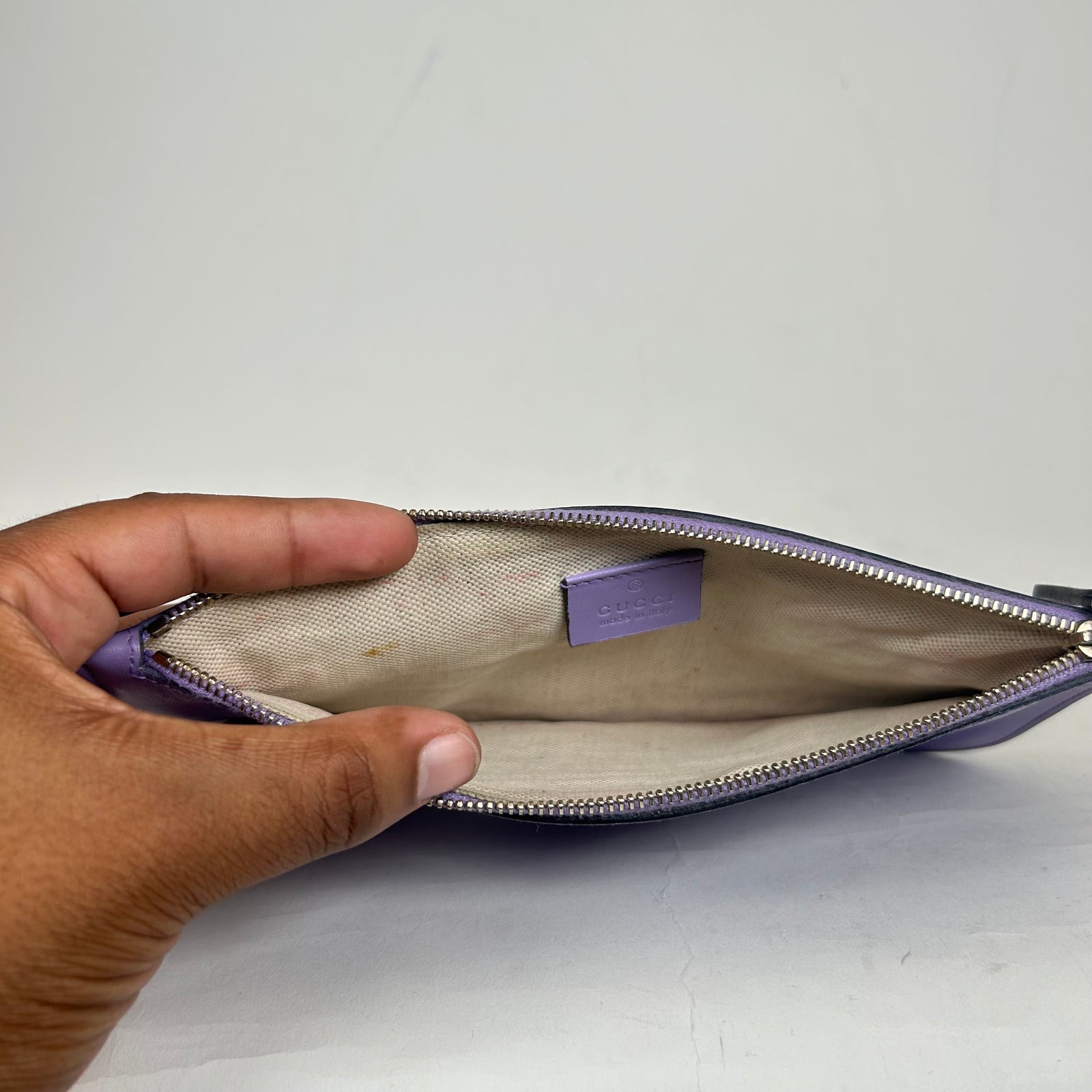 Gucci Purple Leather Clutch Bag