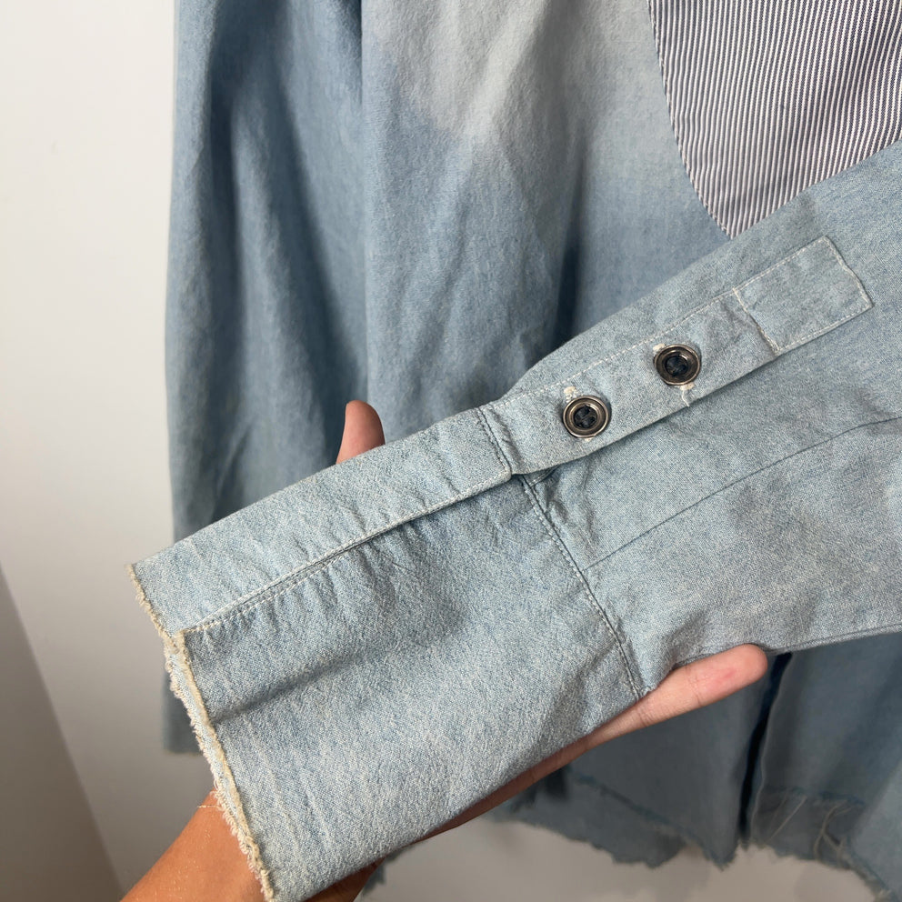 Greg Lauren Reconstructed Denim Tunic Shirt
