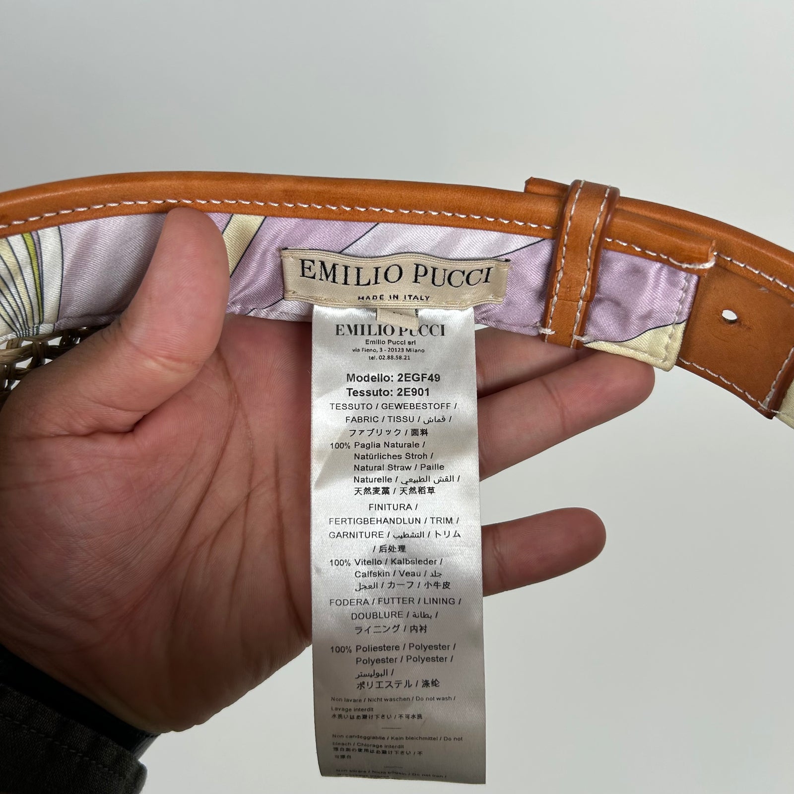 Emilio Pucci Brown Leather Visor