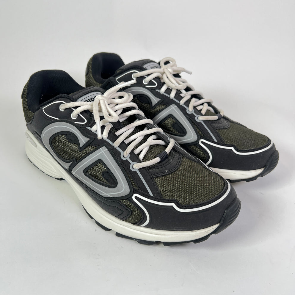 Dior B30 Dark Green/Black Technical Mesh Sneakers