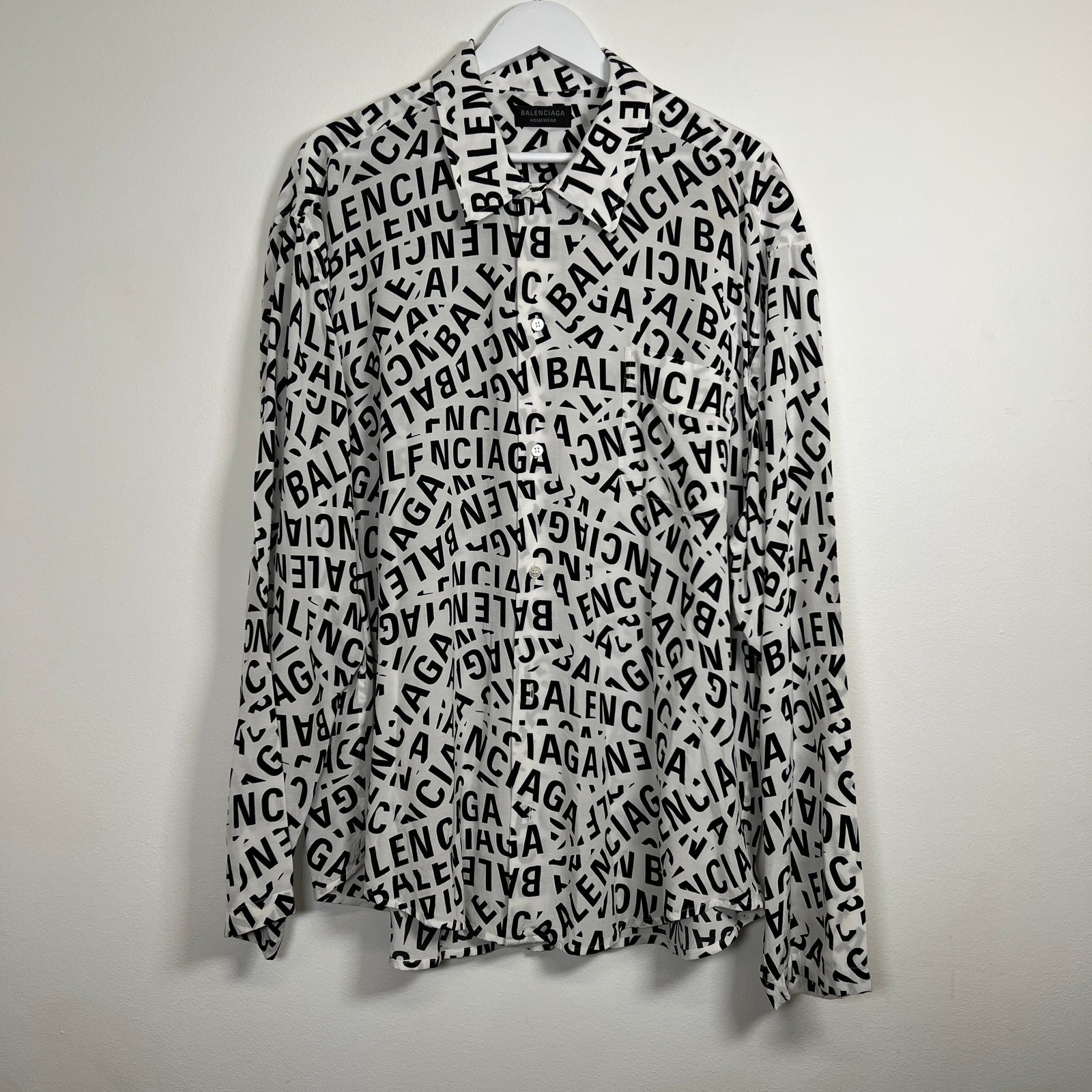 Balenciaga All Over Logo Shirt Size 2XL