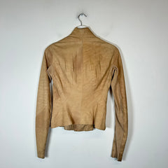 Rick Owens Beige Ecru Lambskin Biker Jacket Size 6