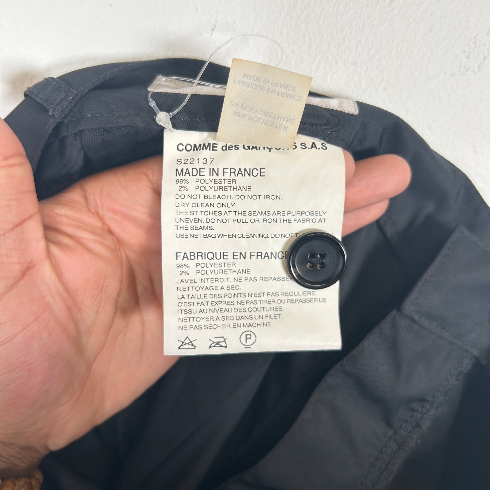 CDG Shirt Black Drop Crotch Shorts Size 34