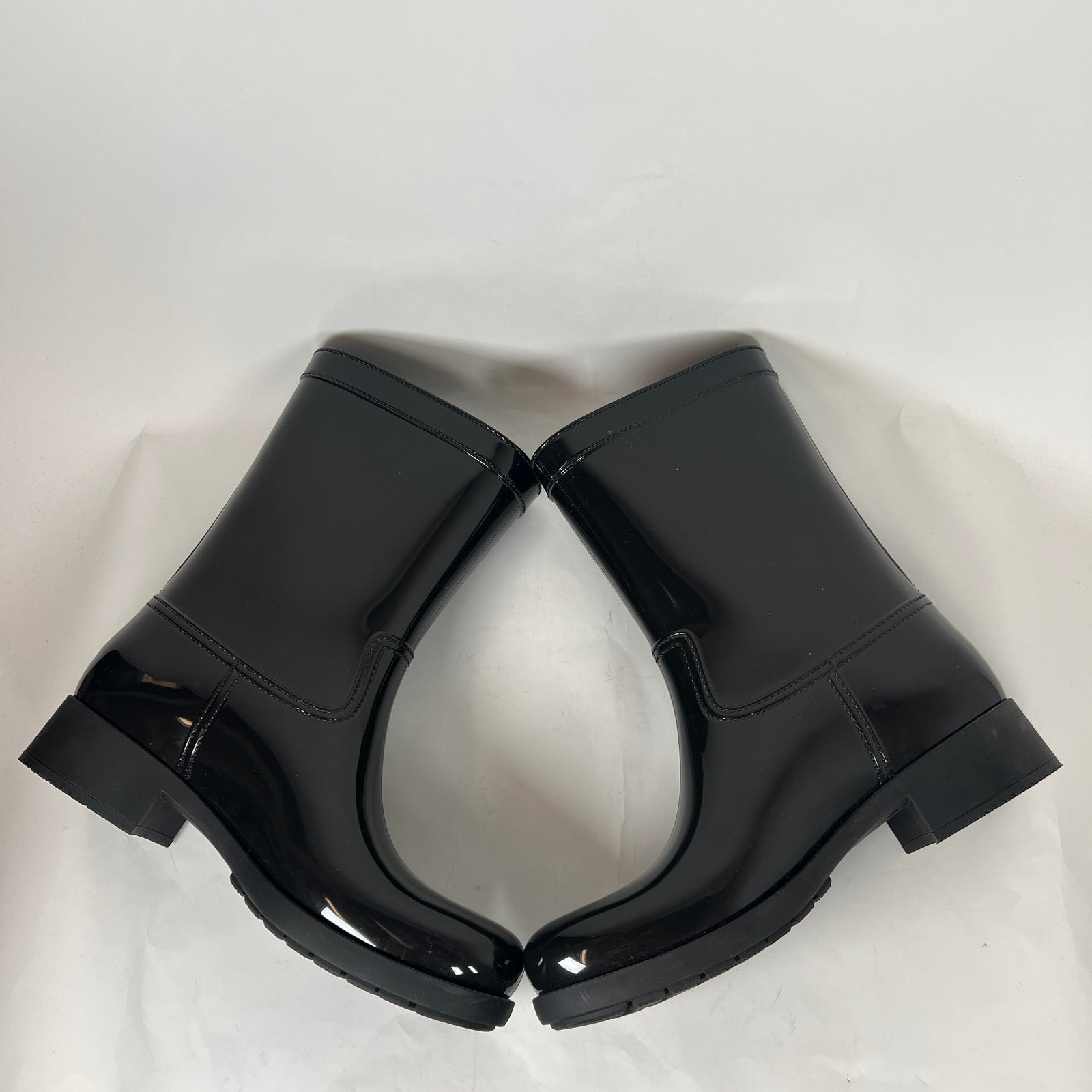 Prada Black Triangle Logo Rainboots Size 41
