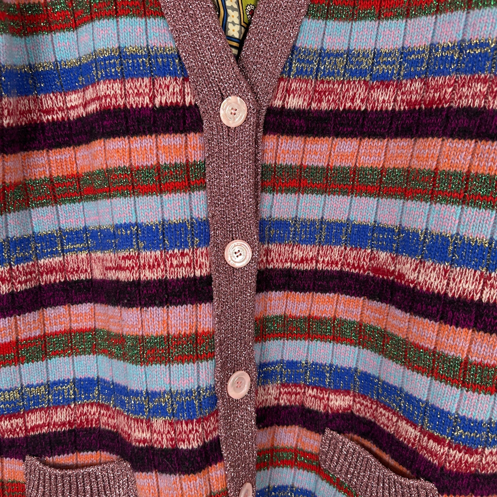 Gucci Reversible Lurex Knit & Silk Cardigan Size M