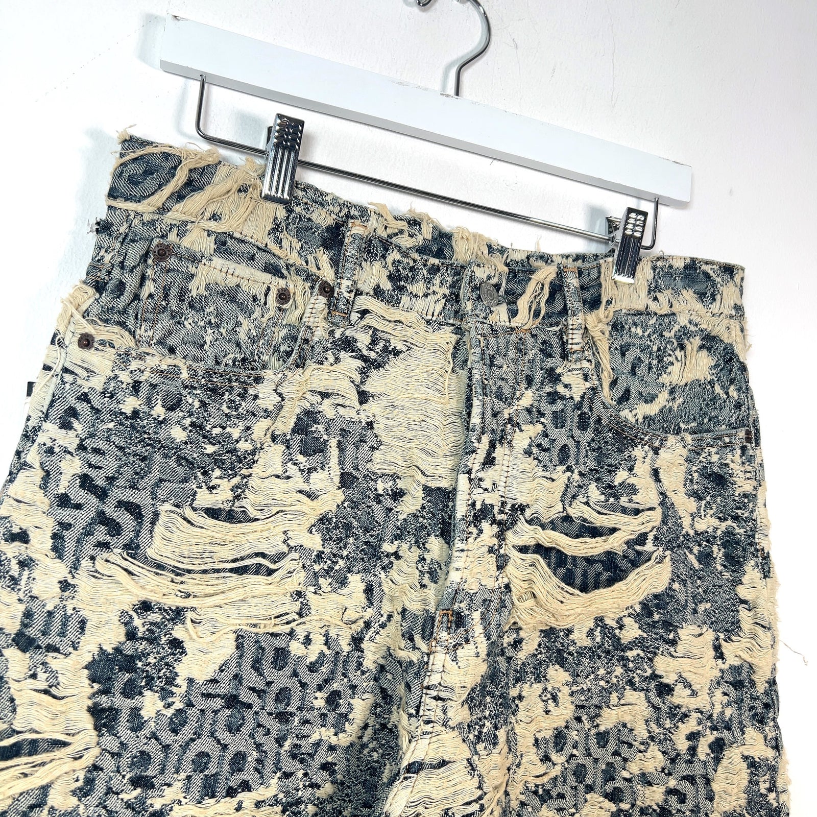 Acne Studios Distressed Mongram Denim Shorts