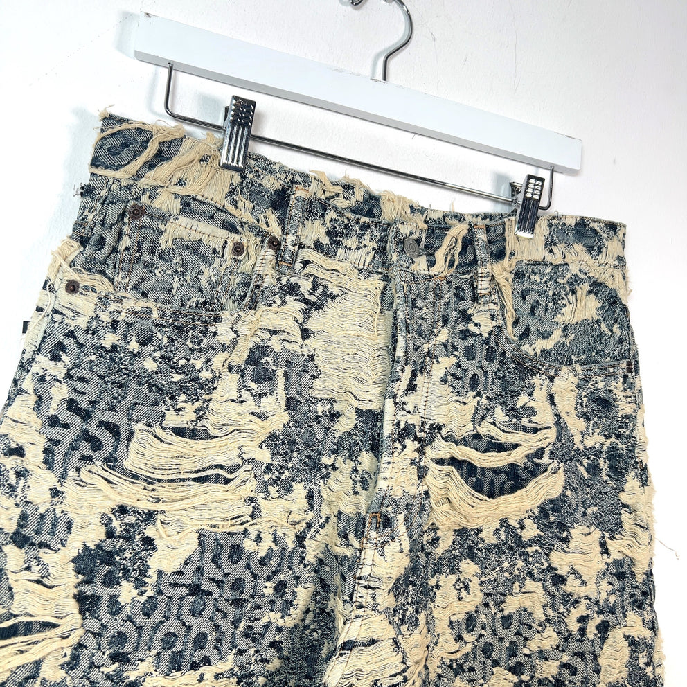 Acne Studios Distressed Mongram Denim Shorts