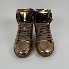 Saint Laurent SL/10H Court Bronze Shiny High Tops Size 41