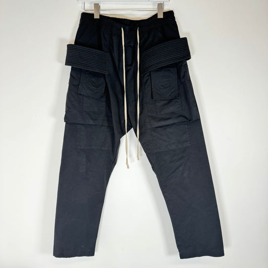 Rick Owens Black Creatch Cargo Pants Size M