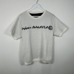 Maison Margiela MM6 White Logo Knit T-Shirt Size S