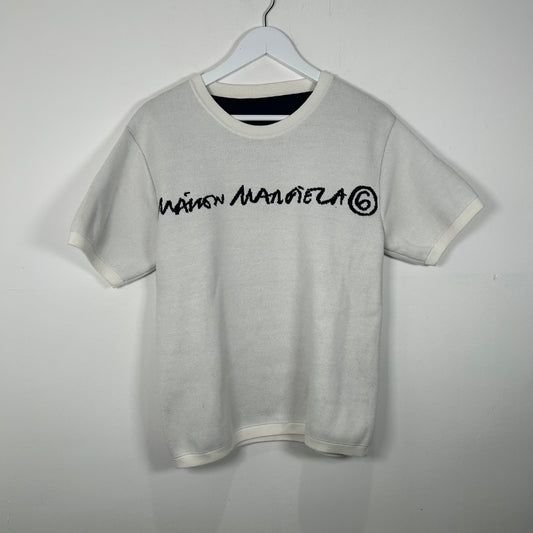 Maison Margiela MM6 White Logo Knit T-Shirt Size S