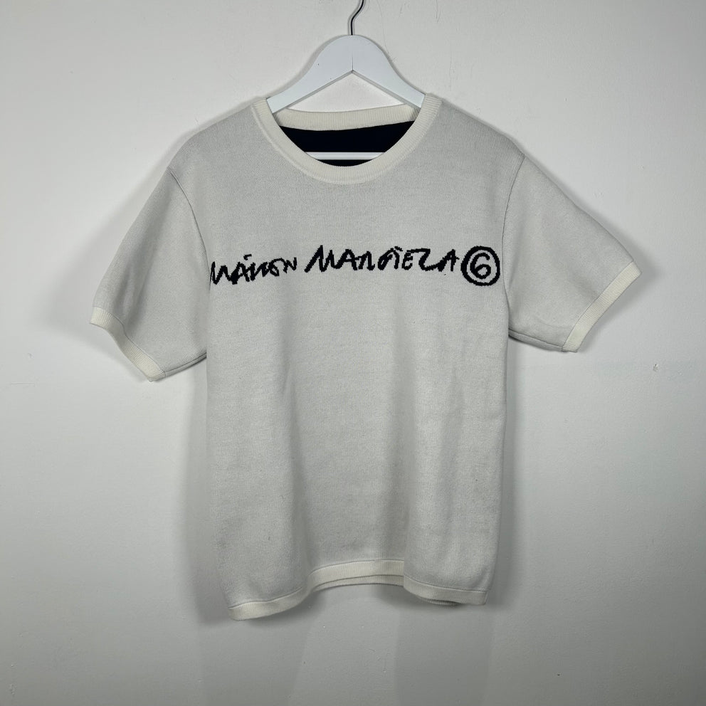 Maison Margiela MM6 White Logo Knit T-Shirt Size S