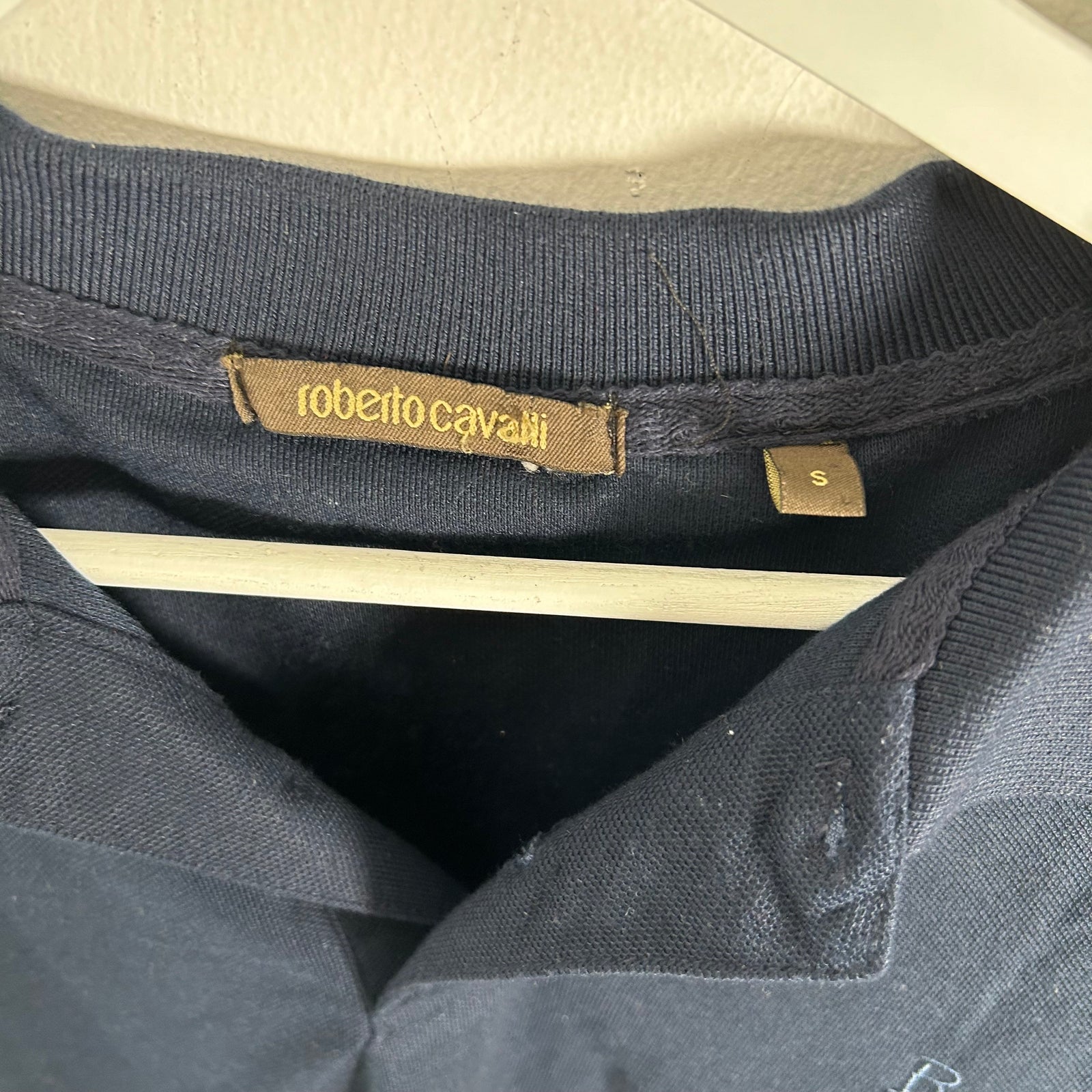Robert Cavalli Navy 'R' Polo Shirt Size S