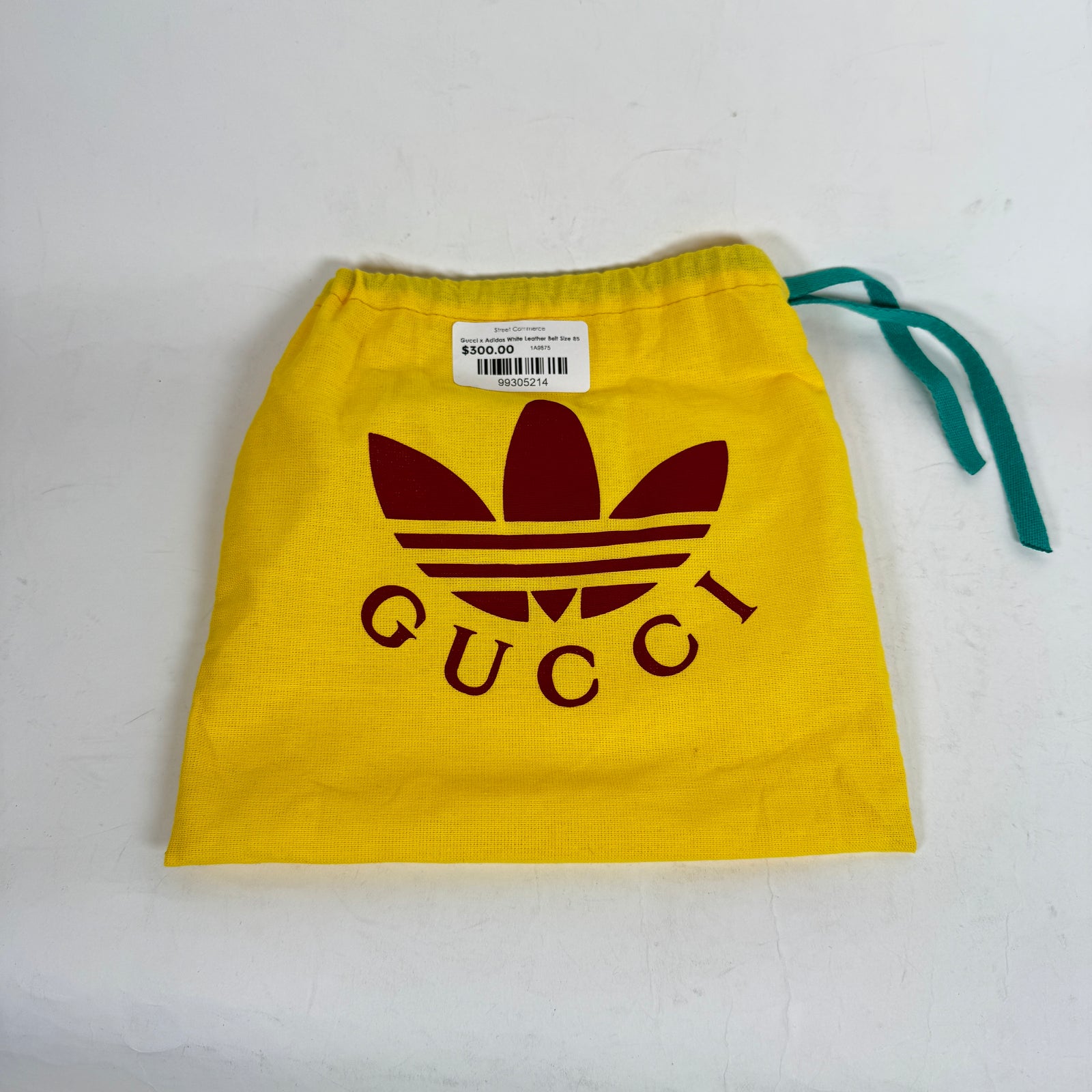 Gucci x Adidas White Leather Belt Size 85