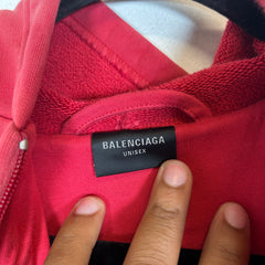 Balenciaga Red Unity Sports Icon Biker Panelled Zip-Up Hoodie Size 1