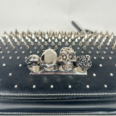 Alexander McQueen Black Jeweled Spike Skull Shoulder Bag