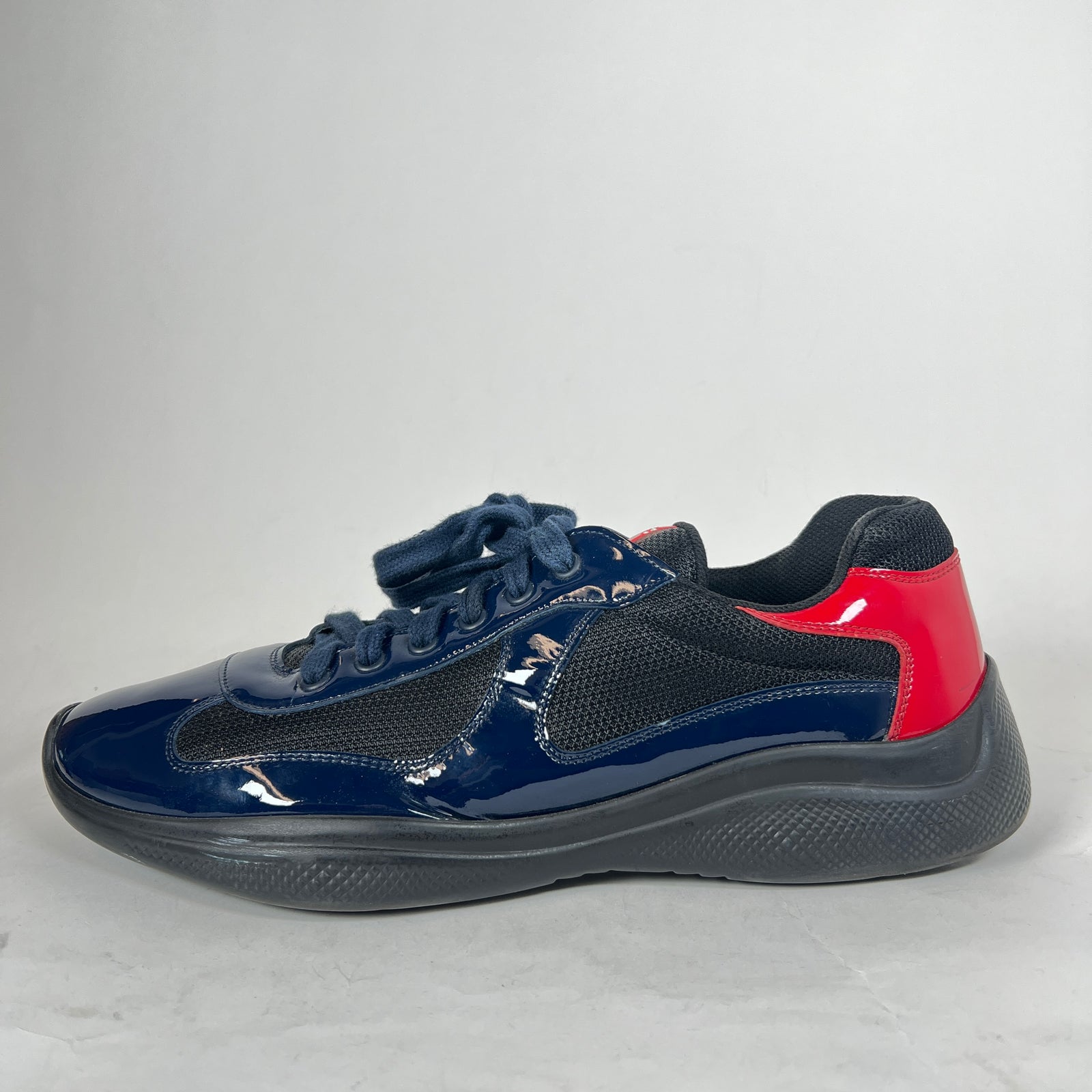 Prada Blue/Red Patent Leather America Cups Size 10
