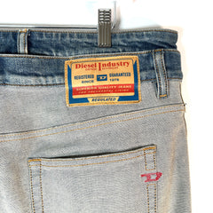 Diesel Inside-Out Double-Waisted Denim Jeans