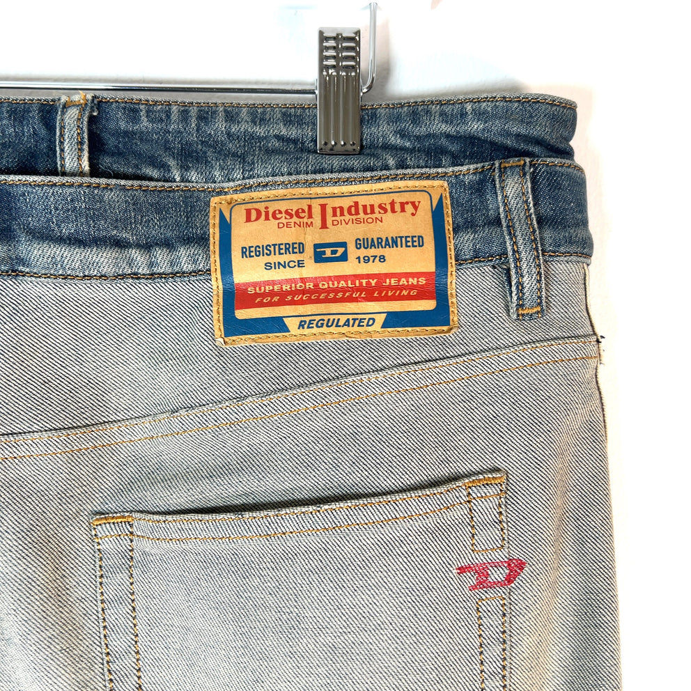 Diesel Inside-Out Double-Waisted Denim Jeans