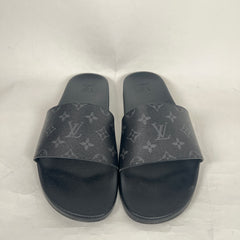 Louis Vuitton Graphite Monogram Leather Slides Size LV 12