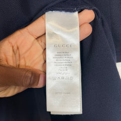 Gucci Navy GG Embroidered Polo Shirt Size L