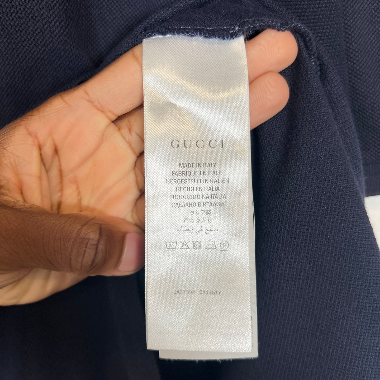 Gucci Navy GG Embroidered Polo Shirt Size L