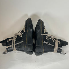 Rick Owens x Doc Marten's Black Megalace Pebbled Leather Boots Size 12