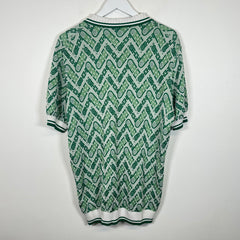 Casablanca Green Monogram Jacquard Knit Polo Size 2XL