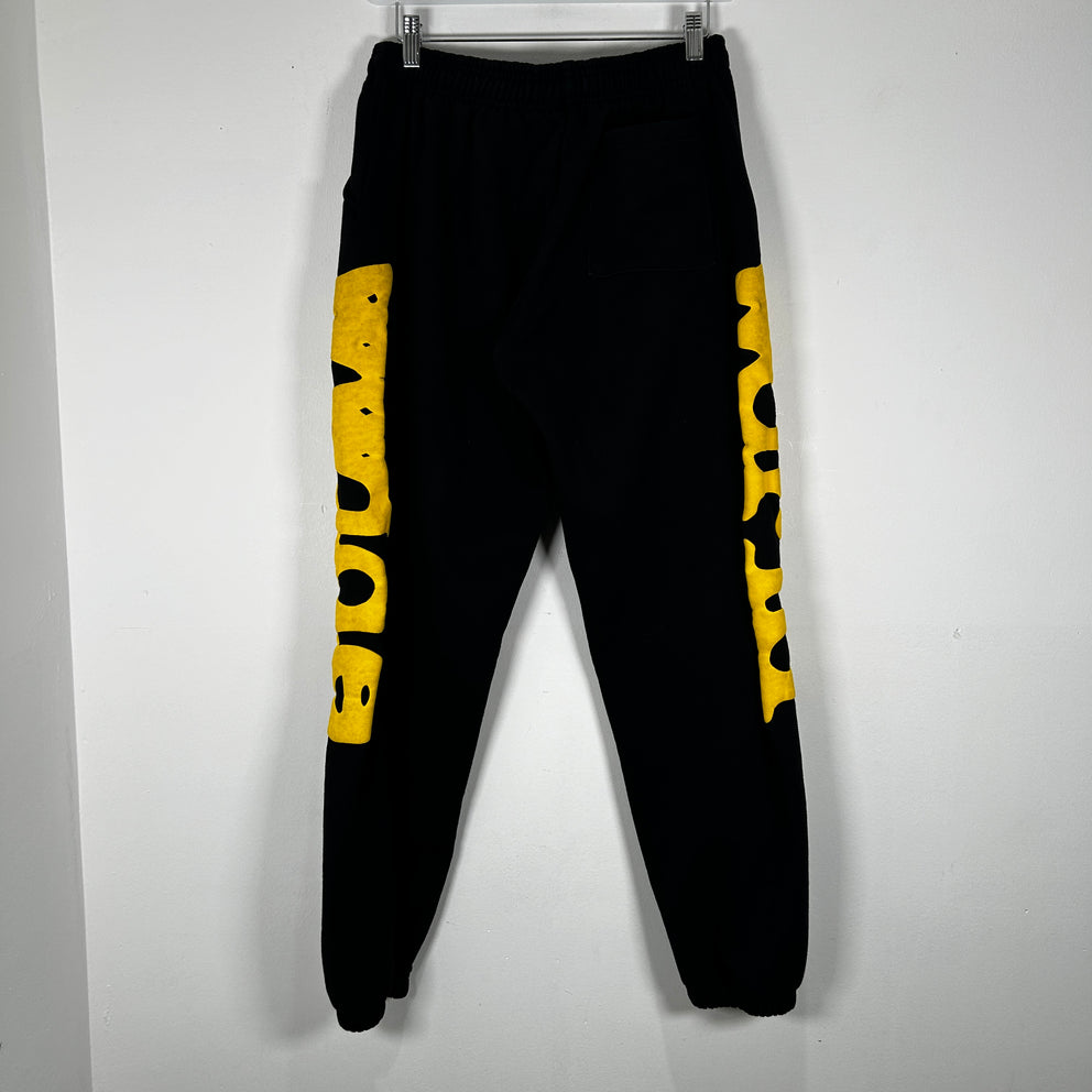 Sp5der Black/Yellow Beluga Sweatpants Size M
