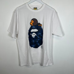 Bape White/Blue Camo Ape Head Tee Size XL