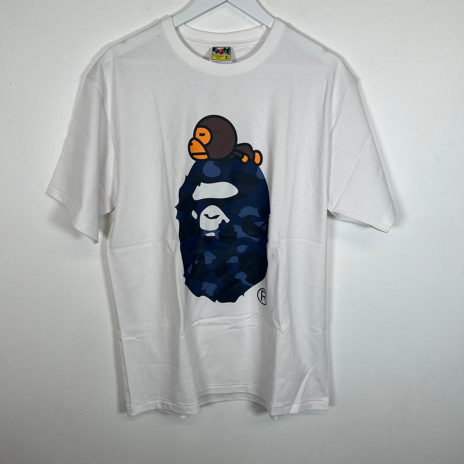 Bape White/Blue Camo Ape Head Tee Size XL