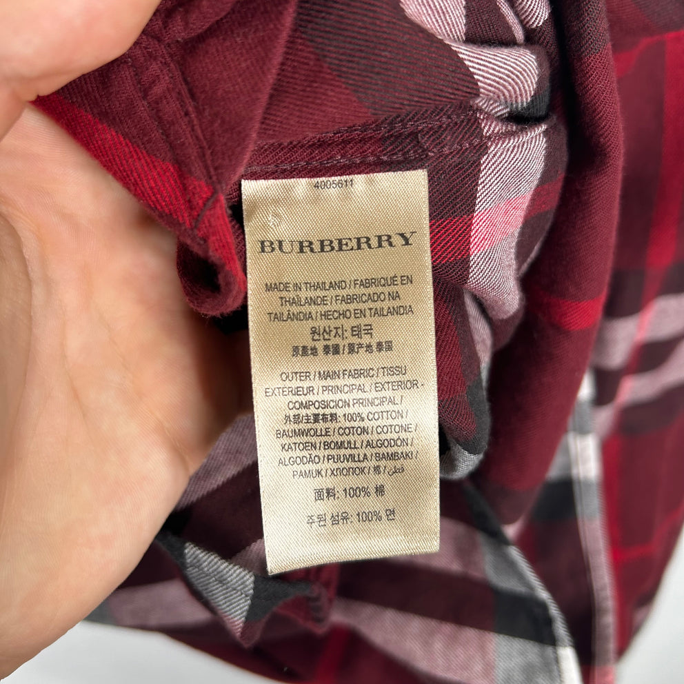 Burberry Red Plaid Button Up Shirt Size M