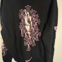 Chrome Hearts Black/Pink Deadly Doll Zip-Up Hoodie Size L
