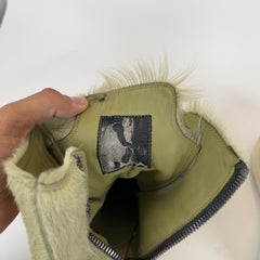 Rick Owens Pale Green Ponyhair High-Top Ramones