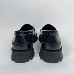 Fendi Black Leather O'Lock Loafers Size 6