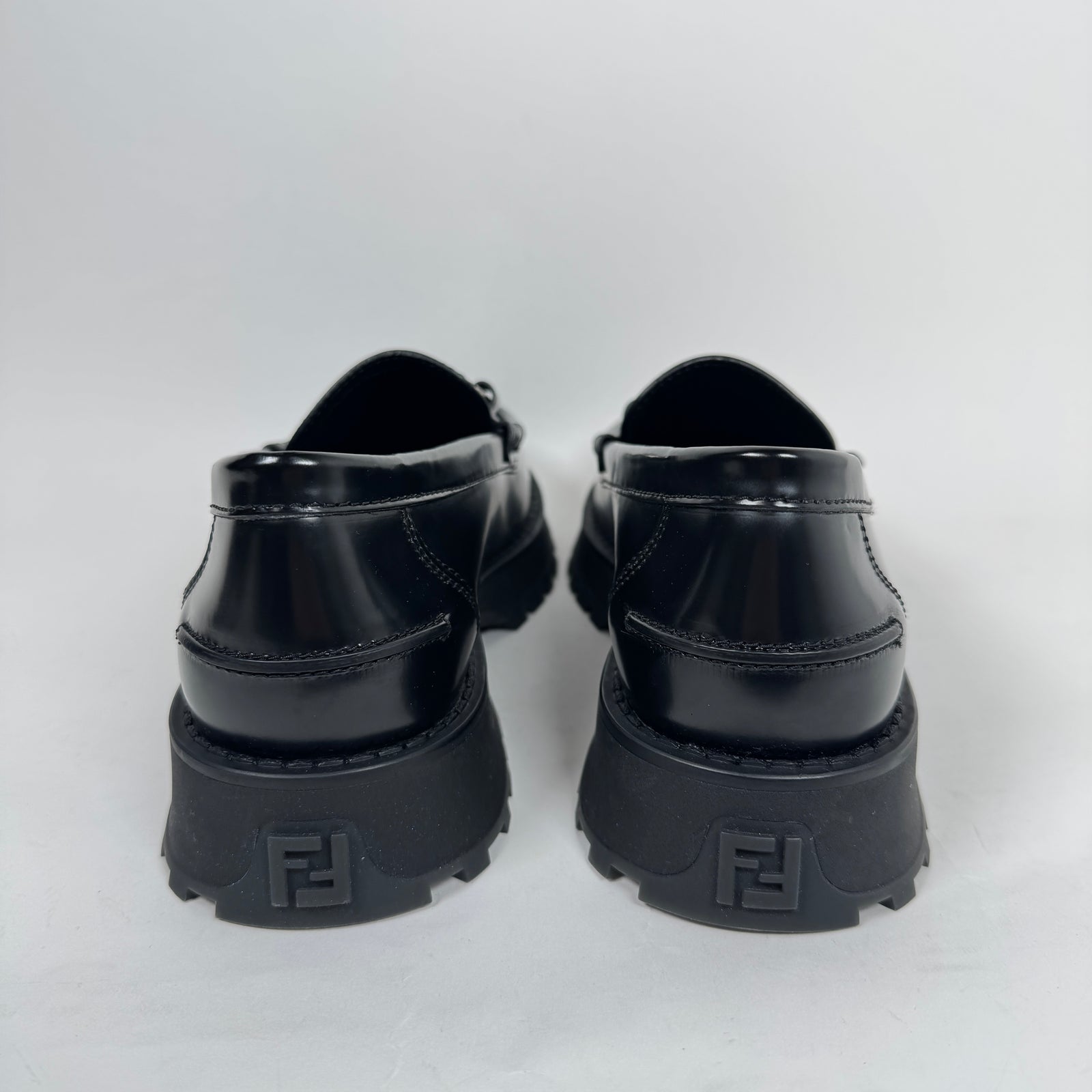 Fendi Black Leather O'Lock Loafers Size 6
