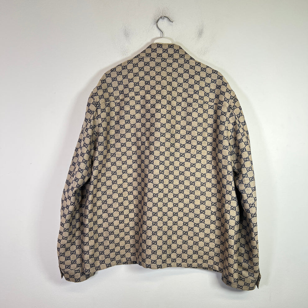 Gucci GG Monogram Four-Pocket Linen-Blend Light Jacket