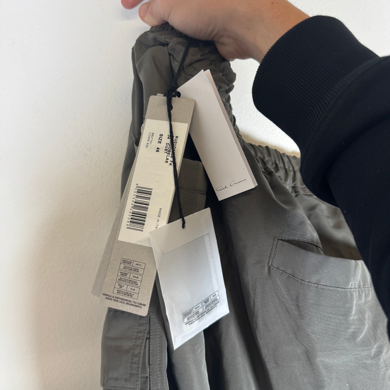 Rick Owens Grey Mainline Jumbo Bela Cargos Size 46