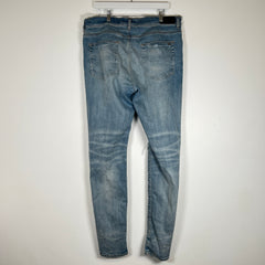 Amiri MX1 Lightwash Black Leather Size 38