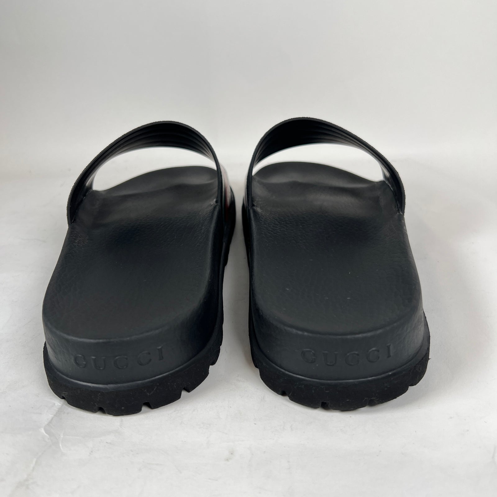 Gucci Black Web Rubber Sandals Size GG 12