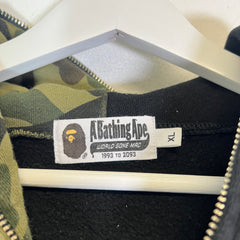Bape Black ABC Camo Shark Head Full-Zip Hoodie Size XL