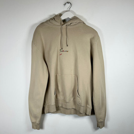 Saint Laurent Beige Paint Logo Hoodie Size XL