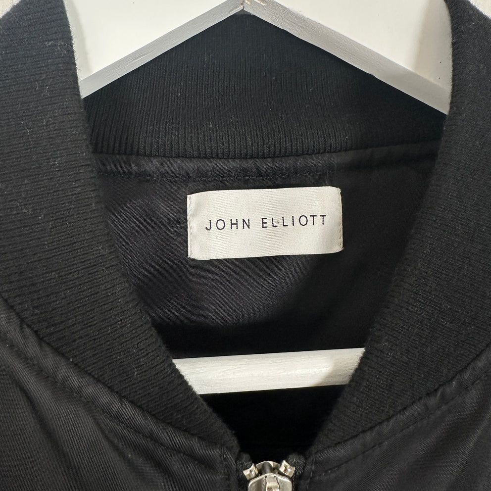 John Elliott Black Nylon Bomber Jacket Size S