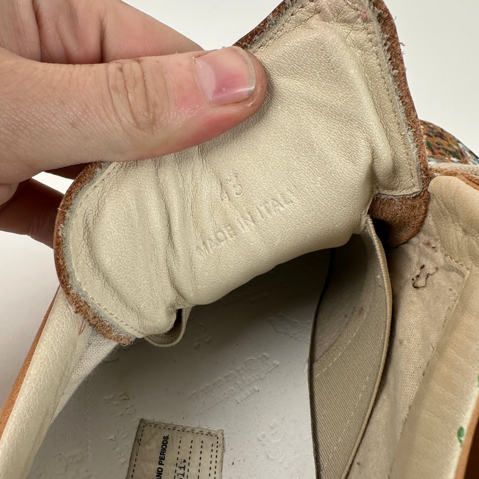 Maison Margiela Replica Gat Veg Tan Leather Paint Splatter Size 43