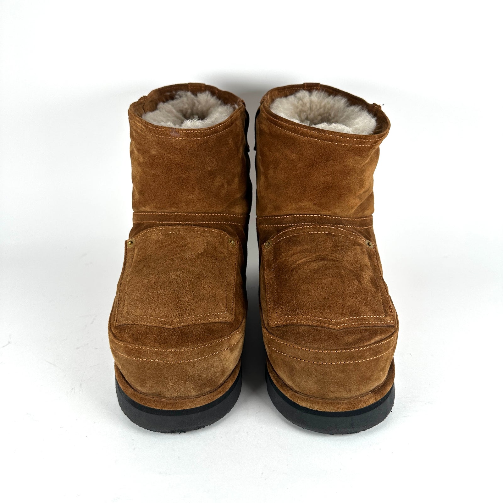 Acne Studios Brown Shearling Leather Cargo Boot Size 42
