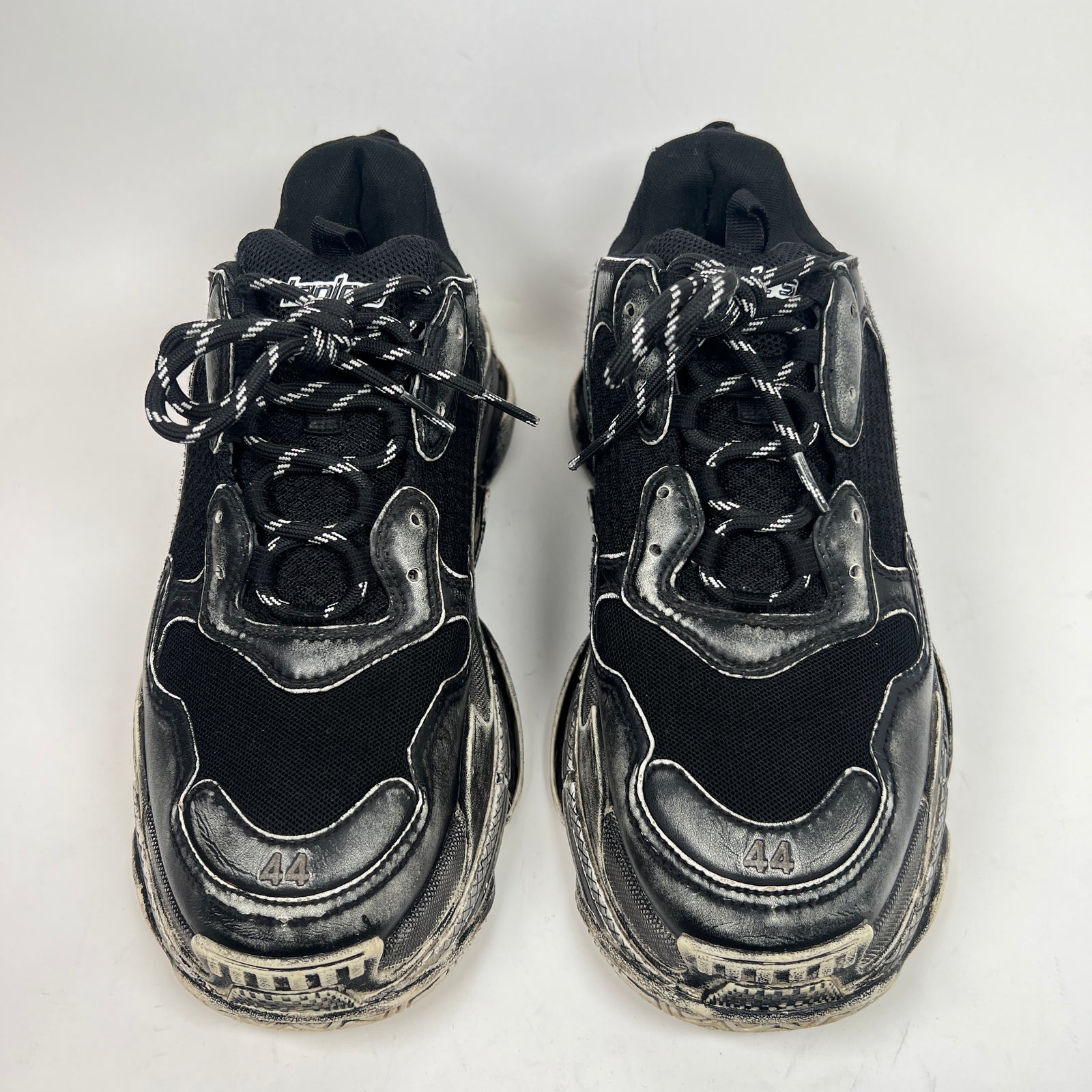 Balenciaga Faded Black Paint Triple S Sneaker Size 44