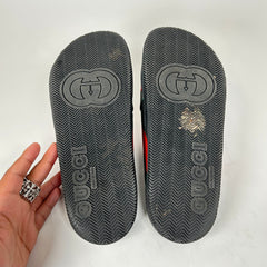 Gucci Black Web Rubber Sandals Size GG 8