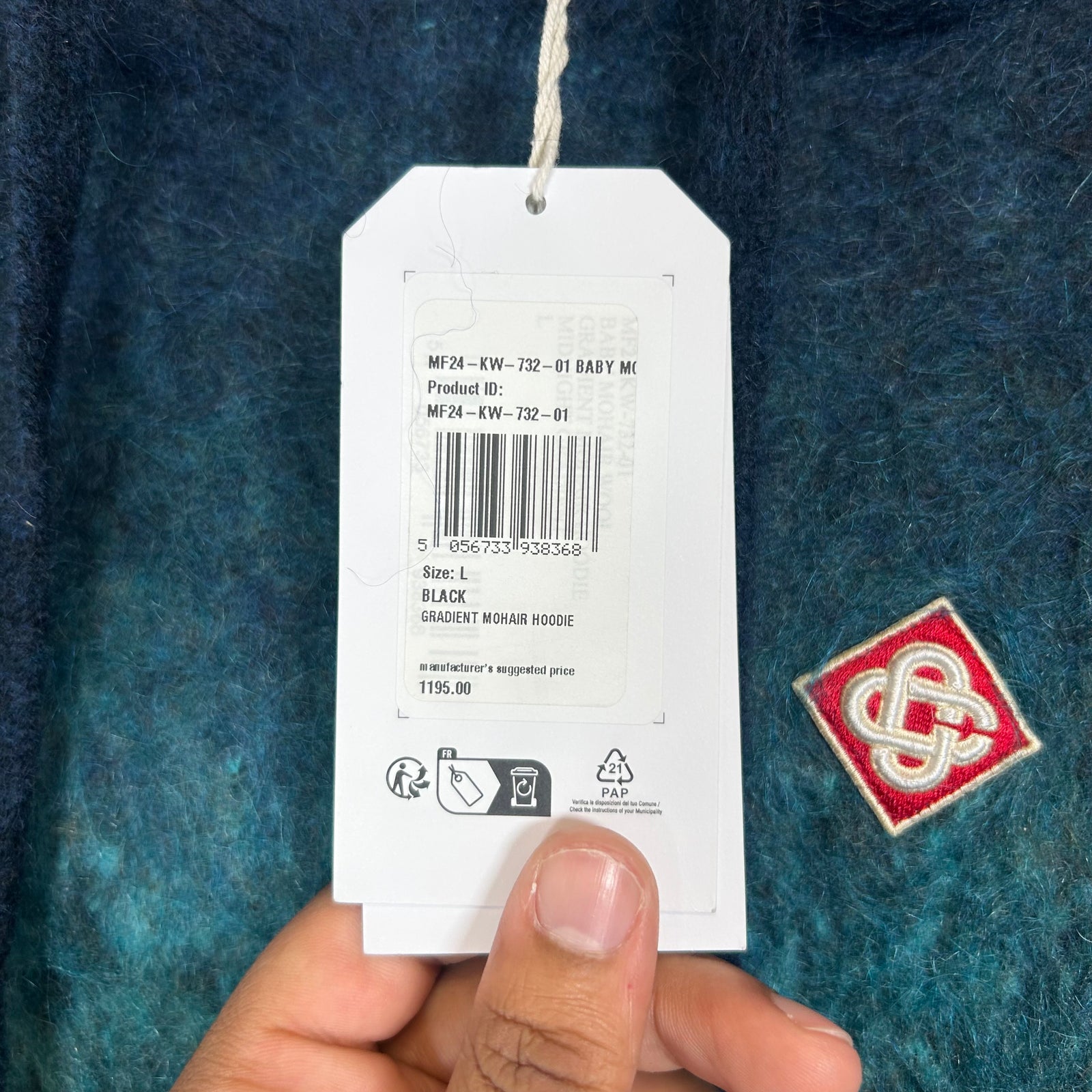 Casablanca Gradient Blue Mohair Hoodie Size L